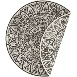 freundin Home Collection Teppich "Lilja Wendeteppich" Gr. 32, schwarz creme), Ø:200cm, Polypropylen (PP), freundin Home Collection Teppiche, Teppich, In-& Outdoor, beidseitig, Wetterfest, Balkon, Garten, Wohnzimmer