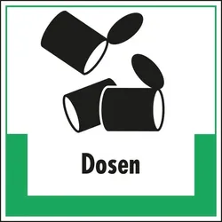 Aufkleber I Abfallkennzeichen Dosen, mit Symbol und Text, Folie, selbstklebend, 200x200mm
