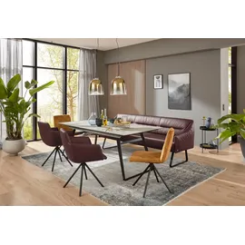 Musterring Essbank MUSTERRING "JustB SP500", rot (burgundy), B:262cm H:86cm T:70cm, Sitzbänke, Essbank, Metallkufe schwarz, verschiedene Farben, Breite 220 oder 250 cm