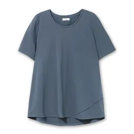 sheego Yogashirt SHEEGO "T-Shirt", Damen, Gr. 40/42, grau (rauchgrau), 73% Baumwolle, 27% Polyester, unifarben, Rundhals, Shirts Yogashirt