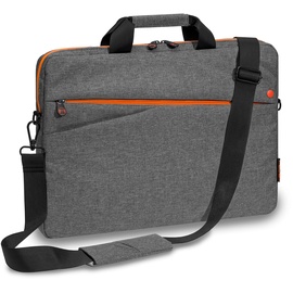 Pedea Laptoptasche Fashion Notebook-Tasche bis 15,6 Zoll (39,6 cm) Umhängetasche mit Schultergurt, grau/orange