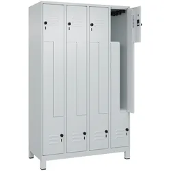 C+P Z-Spind Classic PLUS, Füßen, 8 Abteile, HxBxT 195x120x50cm, Sicherheitsdrehriegel, Hellgrau/Hellgrau von PROREGAL