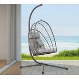 Dynamic24 Schaukelsessel, Lounge Hängesessel mit Gestell faltbar Hängestuhl