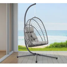 Dynamic24 Schaukelsessel, Lounge Hängesessel mit Gestell faltbar Hängestuhl