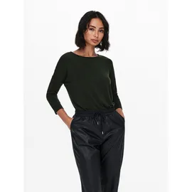 ONLY Damen Dünner Strickpullover | 3/4 Langarm Rundhals Shirt | Knitted Basic Stretch Sweater ONLGLAMOUR, Farben:Grün-3, Größe:S