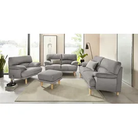 TRENDMANUFAKTUR 3-Sitzer TRENDMANUFAKTUR "Cecilia, Sofa in italienischem Design", silber, B:200cm H:87cm T:90cm, Sofas, mit tollem Sitzkomfort, extrabequeme Armlehnen, Holzfüße