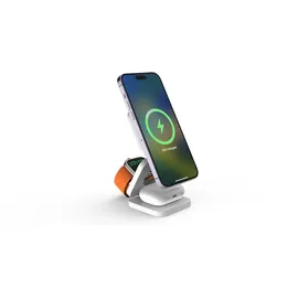 CubeNest 3in1 Faltbares Magnetisches Kabelloses Ladegerät E310, Compatible for MagSafe | Kompatibel Für iPhone 12/13/14/15/16, Apple Watch - Weiß