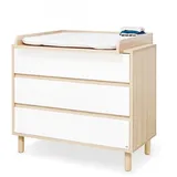 Lomadox Babyzimmer Wickelkommode in weiß Esche Dekor abnehmbarem Wickelaufsatz