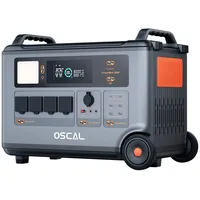 OSCAL Stromerzeuger PowerMax 3600, 3600Wh bis 57600Wh LiFePO4-Akku, 14 Ausgänge, 5 LED-Lichtmodi grau