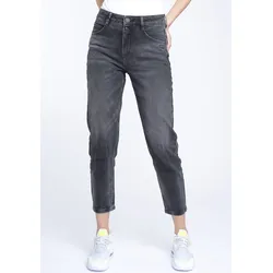 Mom-Jeans GANG "94ORA", Damen, Gr. 32, N-Gr, grau (vintage grau), Denim/Jeans, Obermaterial: 99% Baumwolle, 1% Elasthan, unifarben, leichte Abriebeffekte, casual, schmal knöchelfrei, Jeans 5-Pocket-Jeans, 2-Knopf-Verschluss mit verkürzter Beinlänge
