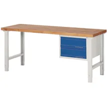 tecwerk Werkbank Ser.BK 650 B2000xT700xH790-1140mm Buche lichtgrau/blau 2 Schubl.TECWERK