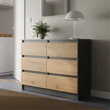 home collective Kommode 100cm breit mit Schubladen anthrazit artisan-eiche Holz Schrank mit Sideboard Highboard Anrichte Schlafzimmer Wohnzimmer Flur Büro Organizer Breite 100 cm Höhe 78 cm