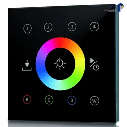 Rutec Projekt AC-DALI Touchpanel 4 ZONEN RGBW, Glas, schwarz RUP-PHZ530