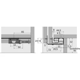 Hettich MB-Führungsprofil oben, 6000mm STB 11, 46419 silber, eloxiert