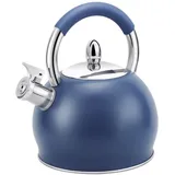 NESPIQ Wasserkessel Gasherd Teekessel 3L Pfeifkessel 304 Edelstahl Teekanne Wasserkocher Boiler Teekanne Teekessel Wasserheiztopf Wasserkessel Induktion Wasserkessel(Blue)