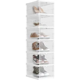 Songmics Schuhschrank mit 6 Schuhboxen 1-tlg. transparent-wolkenweiß