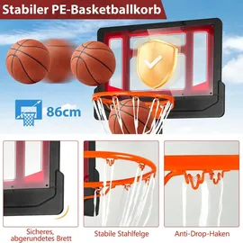Costway Basketballkorb mit Ständer rot 90-210 cm