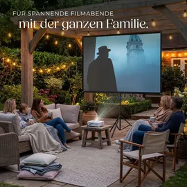 Tectake tectake® Beamer-Leinwand für 4K HD, Ultra HD und Full HD, Gain-Faktor 1,0, reißfester Terylenestoff, faltenfrei gespannt, Format 16:9, 80“ Zoll 203cm Stativ höhenverstellbar klappbar