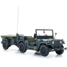 Artitec Fertigmodell US M151 jeep + M416 trailer Forest green