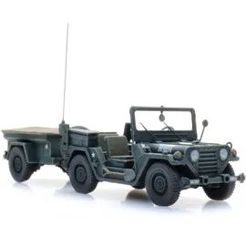 Artitec Fertigmodell US M151 jeep + M416 trailer Forest green
