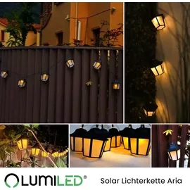 Lumiled Lichterkette Laterne Solar außen 10 Laterne LEDs 3,8 Meter Warmweiß 3000K Solarlichterkette Laternen Outdoor Lichterketten Hochzeit Balko... - Schwarz