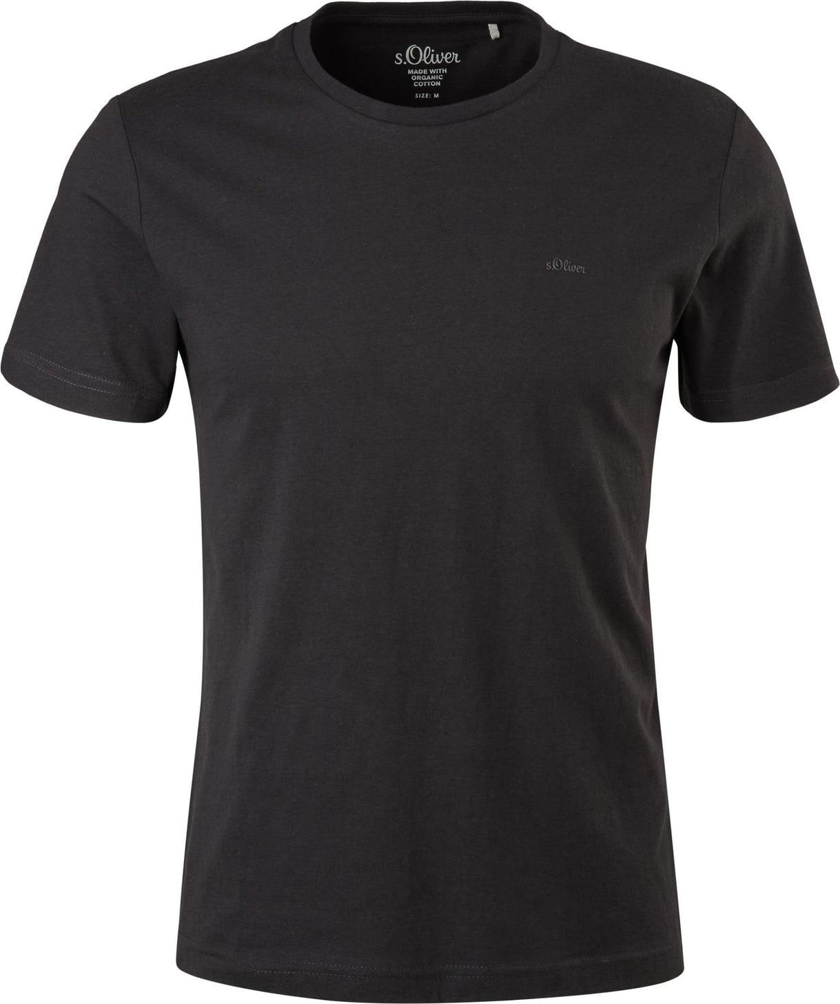 S.Oliver, Herren, Shirt, Herren T-Shirts Baumwolle Rundhals Ausschnitt Logo modern 2 Stück, Schwarz, (XXL)