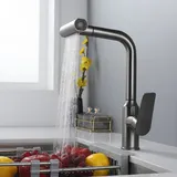 Küchenarmatur Mit Herausziehbarer Brause, Schwarzer Wasserfall, Höhenverstellbare Küchenspüle-wasserhähne, 360° Drehbare Waschtischarmatur, Moderne Badezimmer-waschtischarmatur