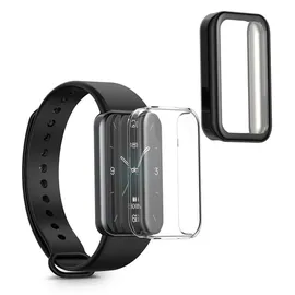 kwmobile 2x Silikon Hülle für HONOR Band 9 Schutzhülle - Fullbody Display Cover Set aus Silikon - Transparent Schwarz - Transparent