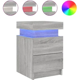vidaXL Nachtschrank mit LED-Leuchten 35 x 39 x 55 cm Grau Sonoma