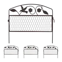 Relaxdays Beetzaun, 4 Zaunelemente je HxB: 41 x 48,5 cm, Steckzaun mit Verzierung, Beeteinfassung, Metall, Dunkelbraun