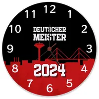 Speecheese Leverkusen Wanduhr aus Glas mit Spruch Deutscher Meister