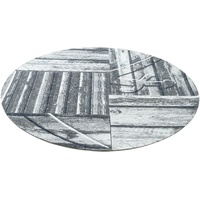 Sansibar Teppich »Keitum 010«, rund, Flachgewebe, modernes Holz Design, Motiv, gekreuzte Säbel, grau