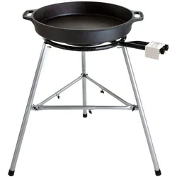 Großes Grillset: Pfanne 80 cm mit 3-Ring-Brenner und Dreibein-Ständer - ideal für Gastro/Catering