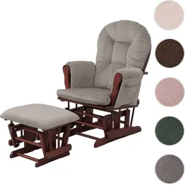Mendler Relaxsessel HWC-C76 Cord 52 x 100 x 80 cm Hellgrau mit Hocker