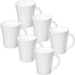 Wilmax Porzellan Tassen 6er-Set – 380 ml Kaffeebecher für Tee & Kaffee