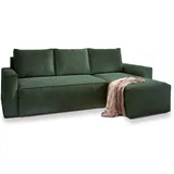 masseno Ecksofa mit Schlaffunktion L-Form, Sofa mit Bettkasten, Wohnzimmersofa, Couch, Soffa, Bettsofa, Couchgarnitur- Grün, ¦ Maße (cm): B: 230 H: 85