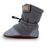 Jan & Jul Baby Stay-on Fleece Booties, Gemütliche Winterschuh (Heather Grey, 3-12 Monate) - 3-12 Monate