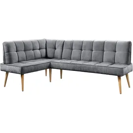 exxpo - sofa fashion Eckbank EXXPO - SOFA FASHION "Latte", antrazith, B:234cm H:95cm T:156cm, 100% PES, Sitzbänke, Eckbank, moderne Sitz- und Rückensteppung, bequem und elegant, hoher Holzfuß