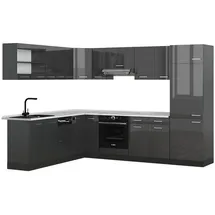 Vicco Winkelküche L-Form 227 x 287 cm Anthrazit Hochglanz