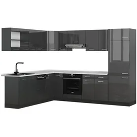 Vicco Winkelküche L-Form 227 x 287 cm Anthrazit Hochglanz