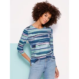 Classic Basics Sieh an! 3/4-Arm-Shirt in jeansblau-kalkmint-bedruckt | Gr.: 48