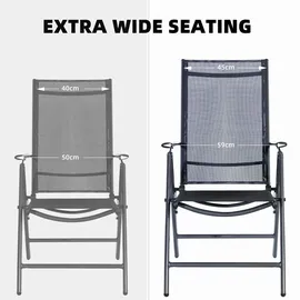 CCLIFE Gartenstuhl Hochlehner 4er Set 7-Fach verstellbar 60 x 70 x 110 cm dunkelgrau