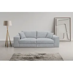 Big-Sofa WERK2 "Rozzana mit viel Platz und aktuellen Bezugsvarianten", grau (hellgrau), B:246cm H:82cm T:105cm, 100% Polyester, Sofas, mit losen Rückenkissen