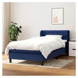 Lattenrost mit Matratze, blau, 90 x 190 cm, Stoff, Plattformbett, mit Lattenhalter, einfache Montage, für Schlafzimmer, Erwachsene