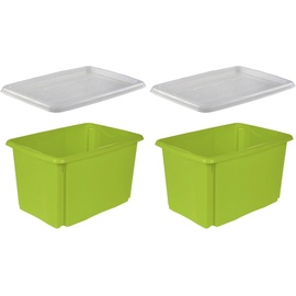 keeeper Aufbewahrungsbox »emil«, (Set, 2 St.), 45 L, mit Deckel, hochwertiger Kunststoff, grün
