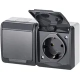 Elektro-Plast Zweifach Aufputz Steckdose IP44 2 St. Grau