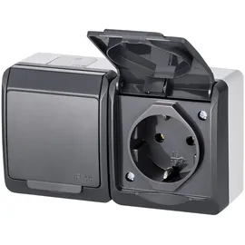 Elektro-Plast Zweifach Aufputz Steckdose IP44 2 St. Grau