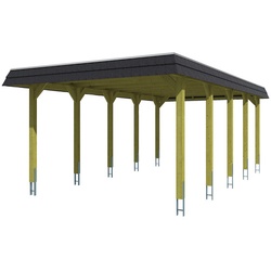 SKANHOLZ Carport »Spessart«, BxT: 396 x 741 cm, Firsthöhe: 244 cm, farbbehandelt - braun