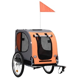 vidaXL Fahrradhundeanhänger Fahrradanhänger für Hunde Orange und Grau grau
