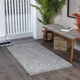 Surya Home Shaggy Berber Teppich Läufer - Flauschiger Teppich für Wohnzimmer, Schlafzimmer, Berber Langflor Hochflor Teppich Weiss flauschig - Teppich Läufer 80x150 cm Läufer Flur in Grau